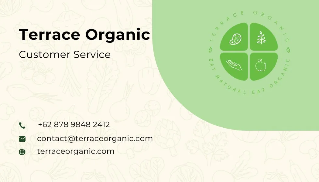 Kartu Nama Layanan Pelanggan Terrace Organic